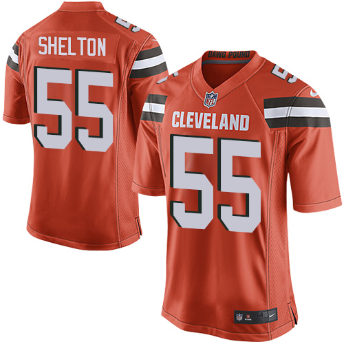 Men's Game Danny Shelton Nike Jersey Orange Alternate - #55 NFL Cleveland Browns